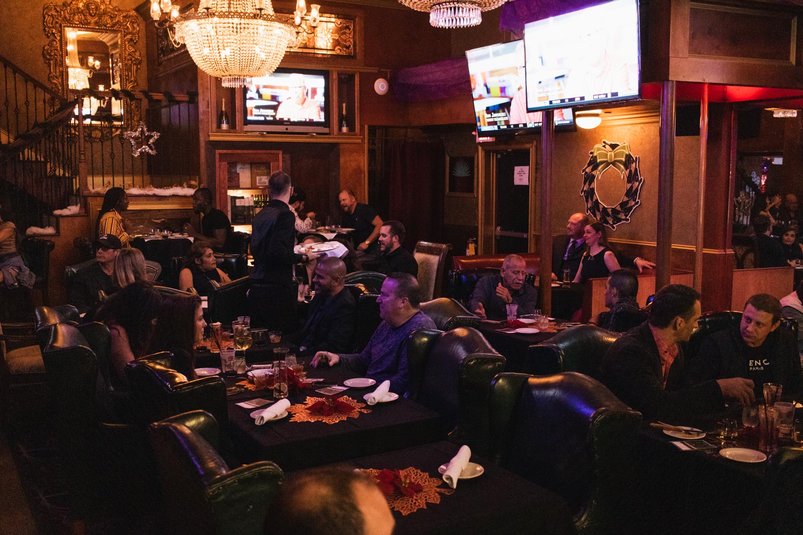 Guests dining in the steakhouse room at Rachel's North in Casselberry, Florida