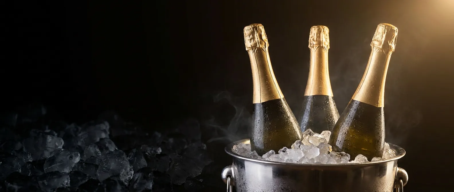 Champagne bottles chilling in a silver ice bucket at Rachel&rsquo;s North in Casselberry, Florida