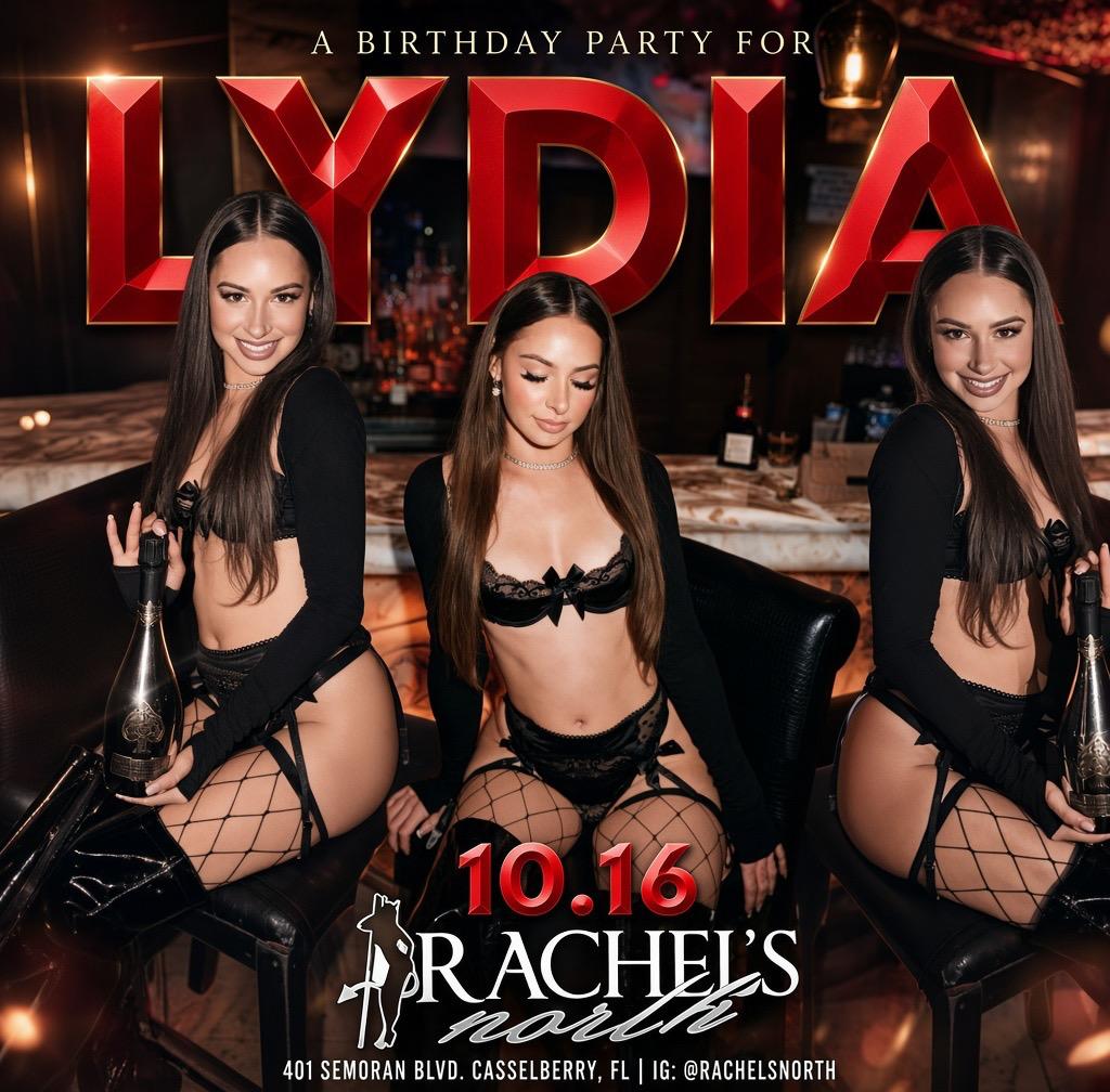 Lydia birthday flyer at Rachel's North in Casselberry, Florida